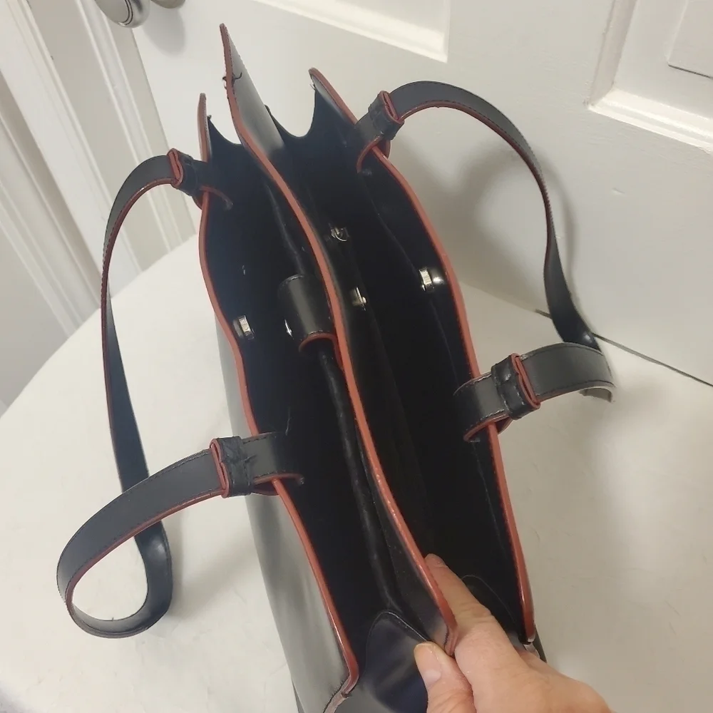 LODIS Black Smooth Leather Large Shoulder/Tote RFID
